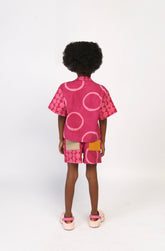 Kids Pink Multiprint Shirt